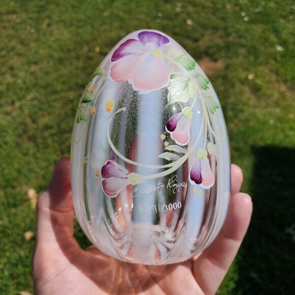 Fenton Art Glass Hand Painted Egg Limited Edition French Opalescent Milk glass - Picture 15 of 16